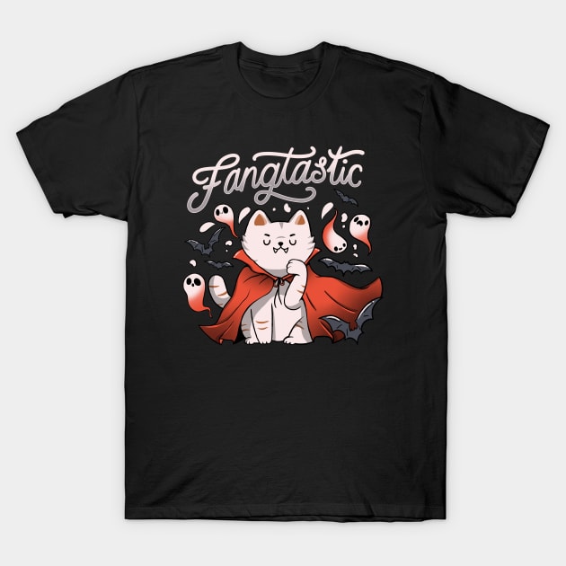 Fangtastic Vampire Halloween Bat Cat by Tobe Fonseca T-Shirt by Tobe_Fonseca